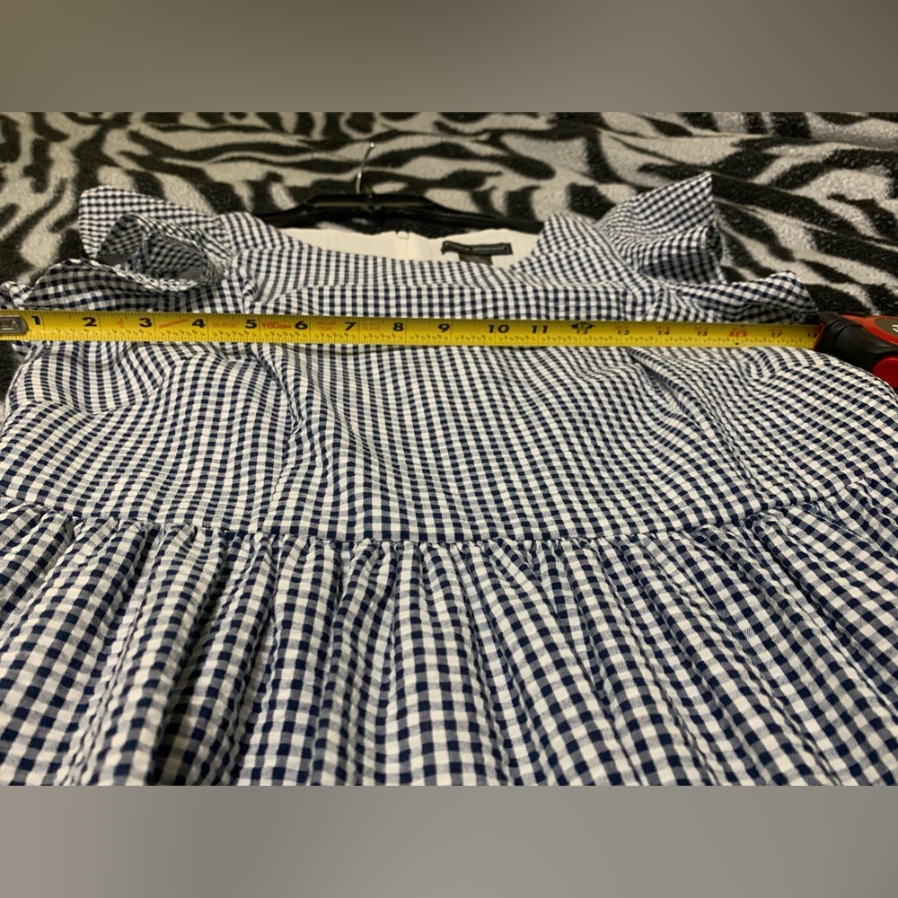 Jessica Howard Navy and White Gingham Tiered Midi Dress Size 6P